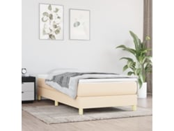 Cama Box Spring Con Colchón Tela Color Crema 80x200 Cm