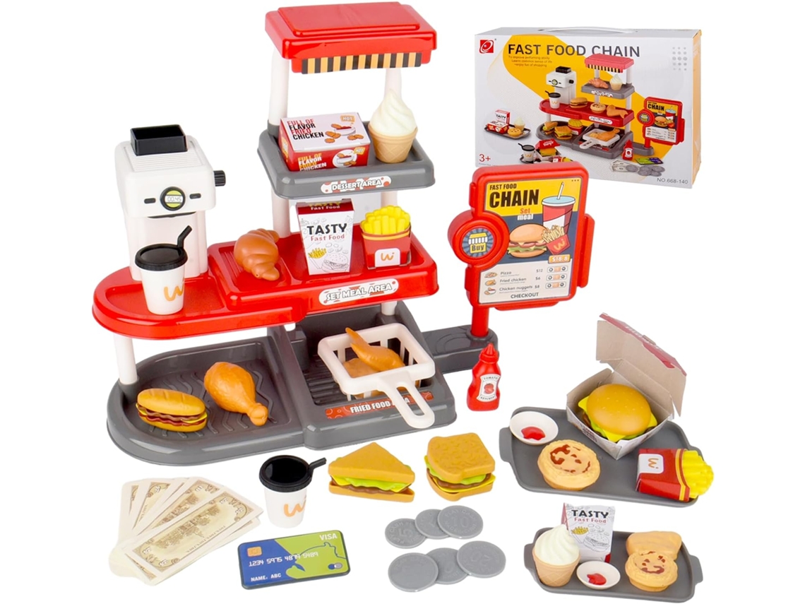 Juguetes de comida rápida para juegos de simulación Mdug (71 piezas rojas)