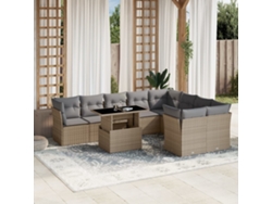 Conjunto de 10 sofás de jardín con cojines de mimbre beige de DKD Home Decor