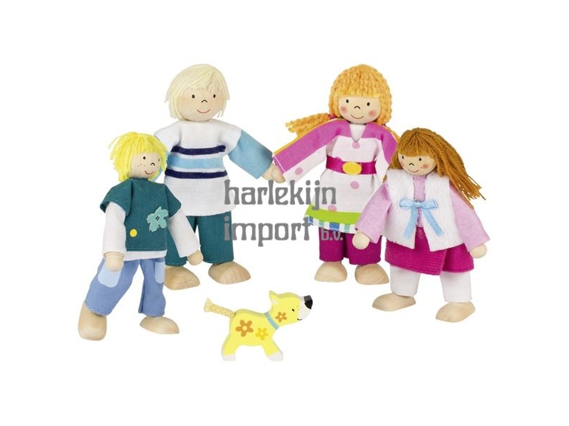 Juego de muñecas articuladas de madera Goki para casa de muñecas, multicolor.