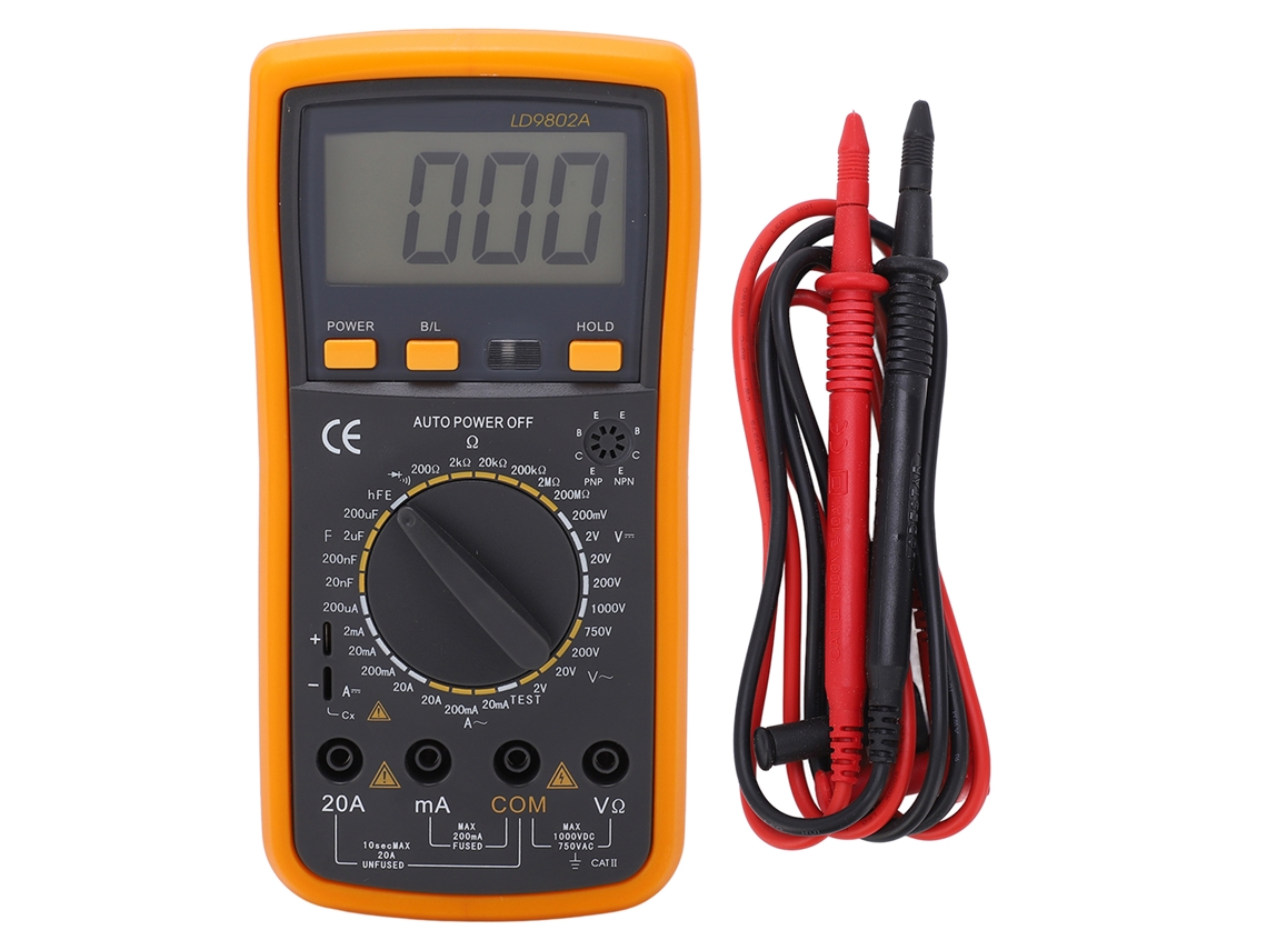 Multímetro Digital Lcd Ld9802a De Mano Para Voltaje, Corriente Y Capacitancia