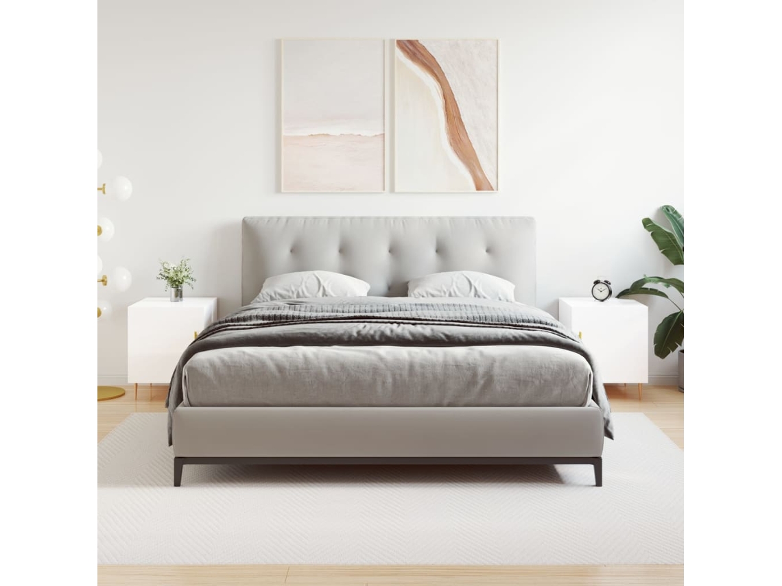 Mesitas de Noche 2Pzs 40X40X50Cm Deriv. Madera Blanco Brillante