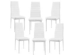 Conjunto de Cadeiras de Jantar [EN.CASA] (6 Un - Branco - 96x43x52 cm - Couro SintÃÂÃÂÃÂÃÂ©tico)
