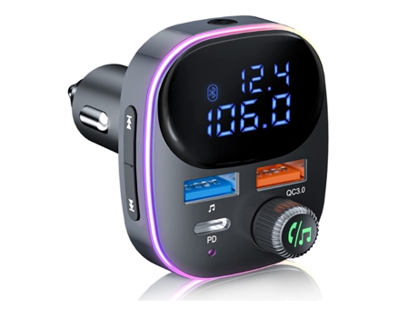 El transmisor FM Bluetooth más nuevo V5.3, transmisor Bluetooth para automóvil, transmisor de radio para automóvil, kit manos libres para automóvil...