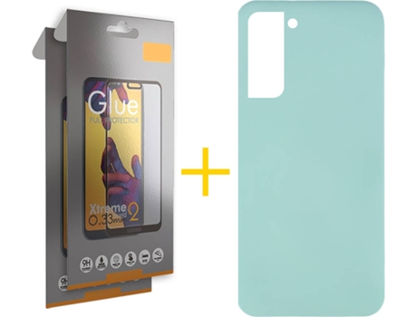 Carcasa + 2 Protectores de Pantalla para Samsung Galaxy S22 Plus 5G SKYHE Verde Agua