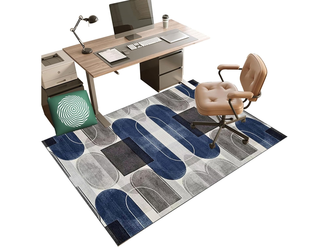 Tapete Protetor Piso Cadeira Escritório Antiderrapante 90 X 140 Cm Azulejo Azul
