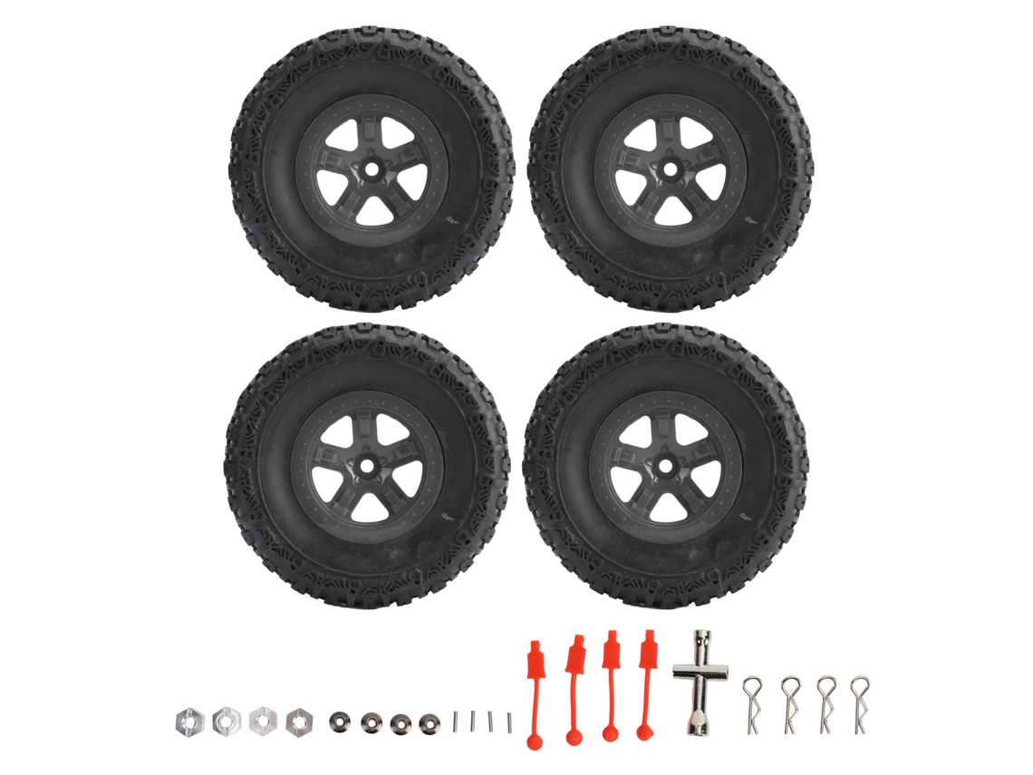 4 Neumáticos Y Llantas Rc Para Traxxas Slash 1/10 Scale Short Course Truck Rc Car - Negro