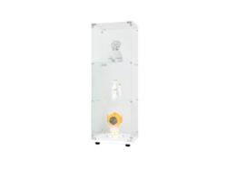 Vitrina de cristal con iluminación LED, diseño que ahorra espacio y tres estantes blancos (sin luces).