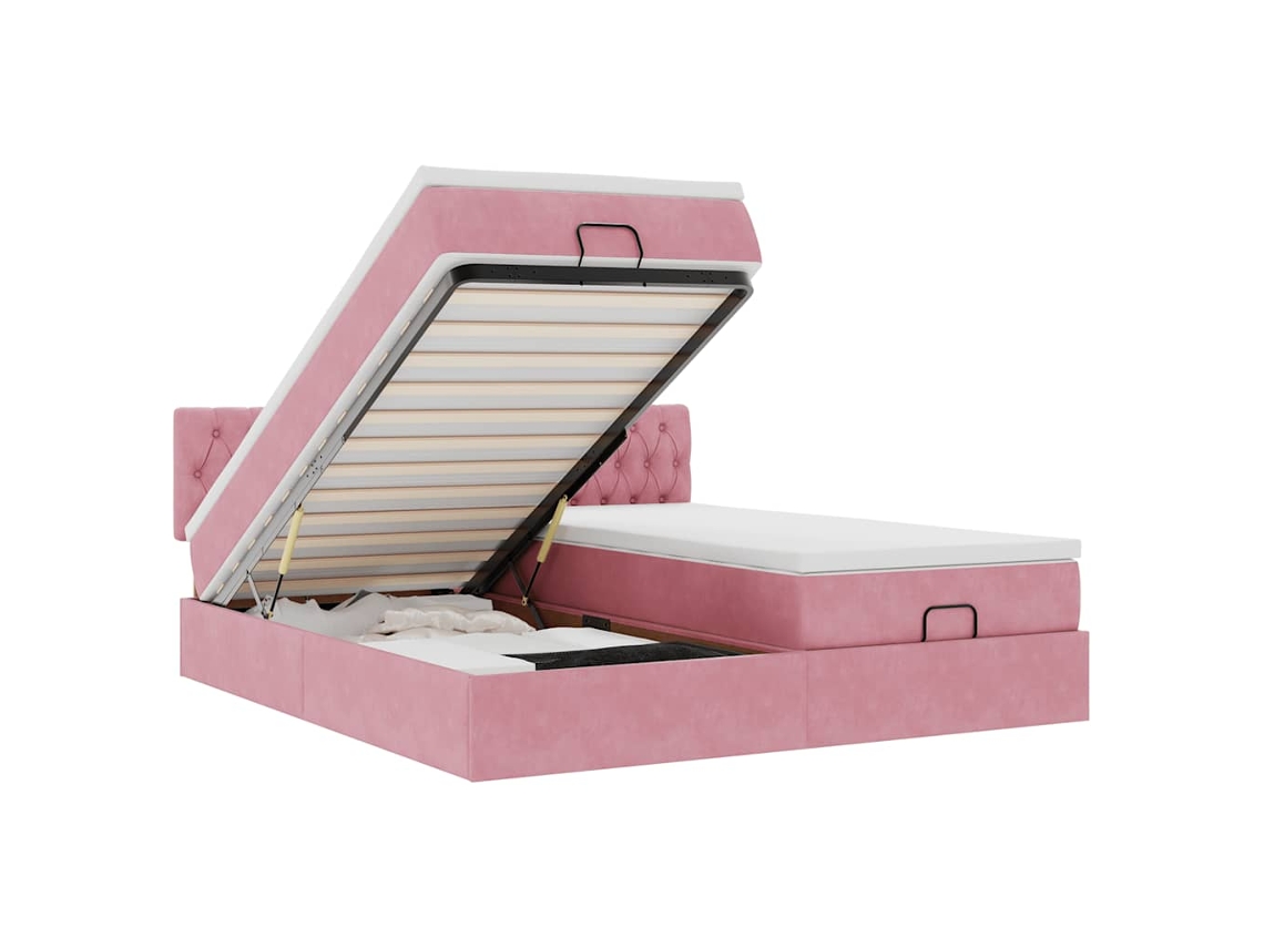 Maison Exclusive - Estructura De Cama Otomana Colchones Terciopelo Rosa 160x200cm