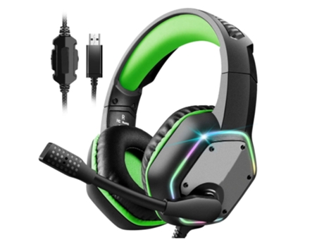 Auriculares para Juegos de Pc con Micrófono Sonido Envolvente 7.1 Auriculares con Cable y Luz RGB para Consola Ps4/Ps5 Laptop Verde BISBISOUS
