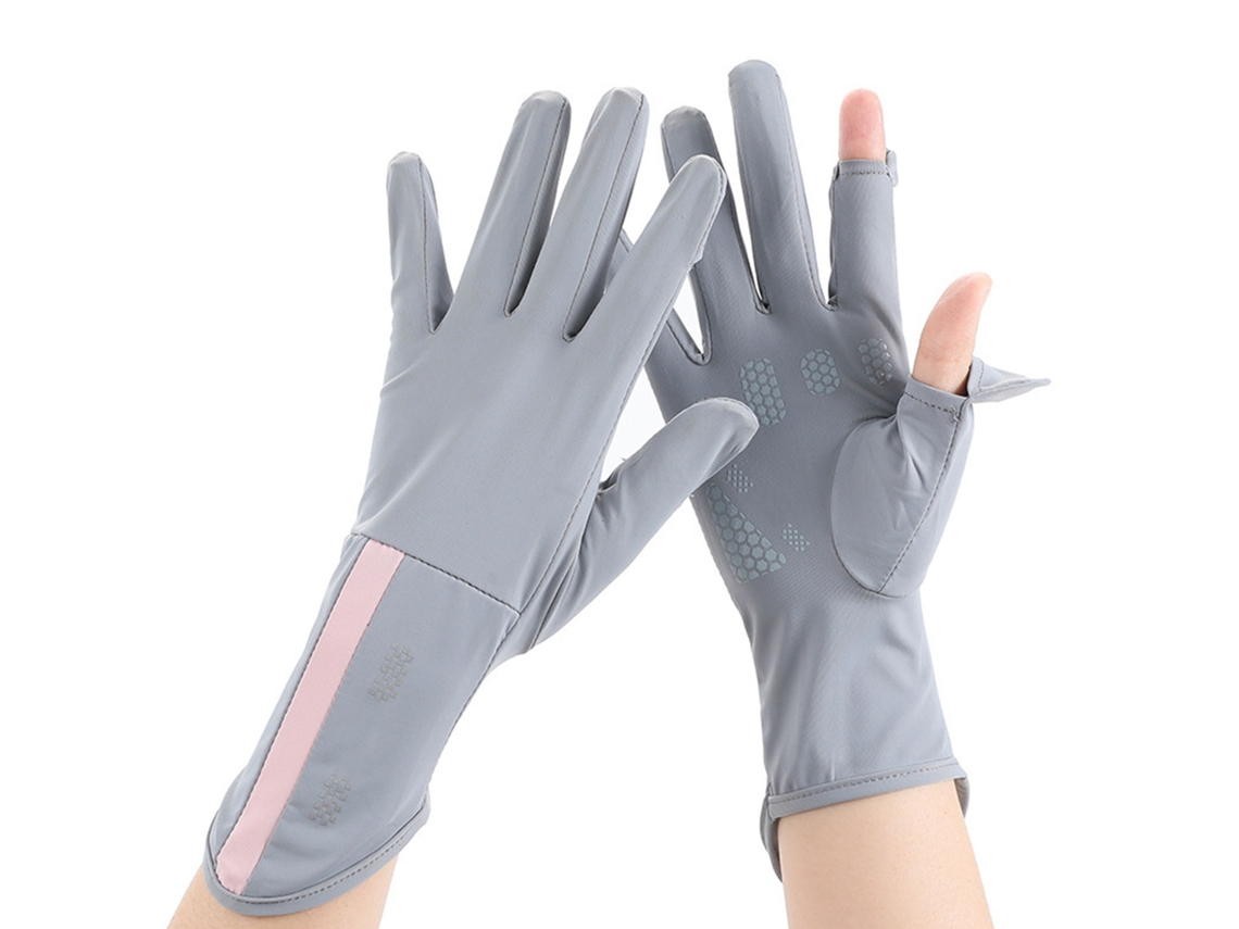 Guantes De Protección Solar Para Mujer, Anti-uv, De Seda Fresca, Compatibles Con Pantallas Táctiles, Para Conducir, Verano, Gris Claro.