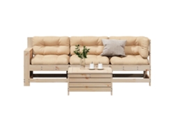 Conjunto de salón de jardín de 4 piezas con cojines de pino macizo DKD Home Decor