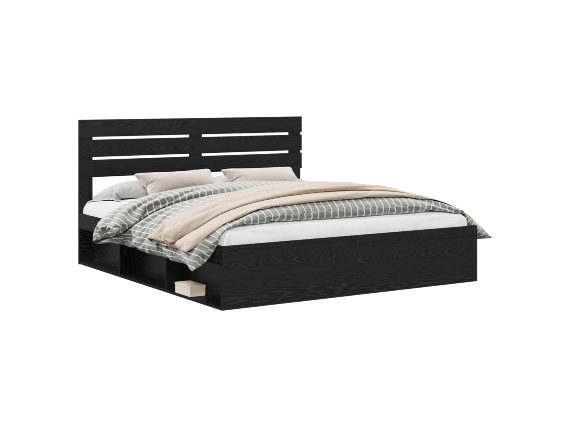 Maison Exclusive - Estructura De Cama Negro 200 X 200 Cm Madera De Pino Macizo