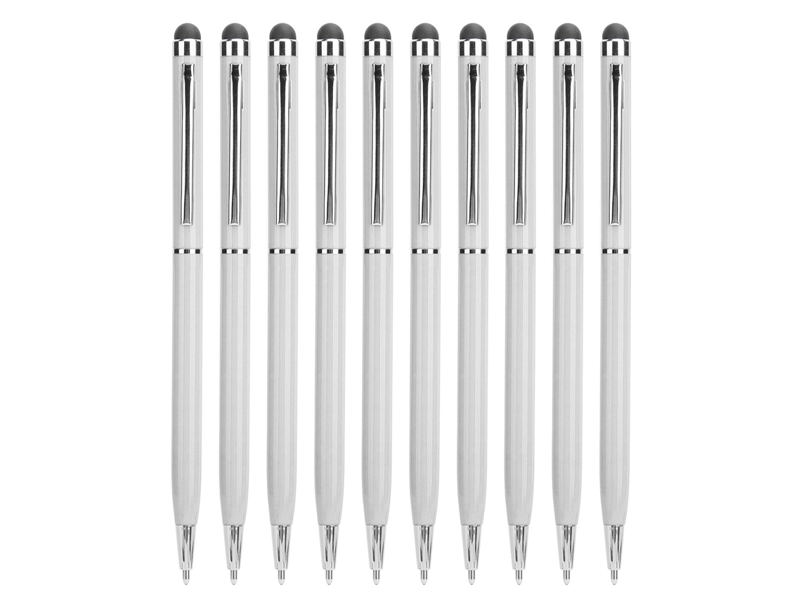 Lápiz Stylus 2 En 1 (táctil Capacitivo, Escritura Con Bolígrafo) Paquete De 10 Blanco