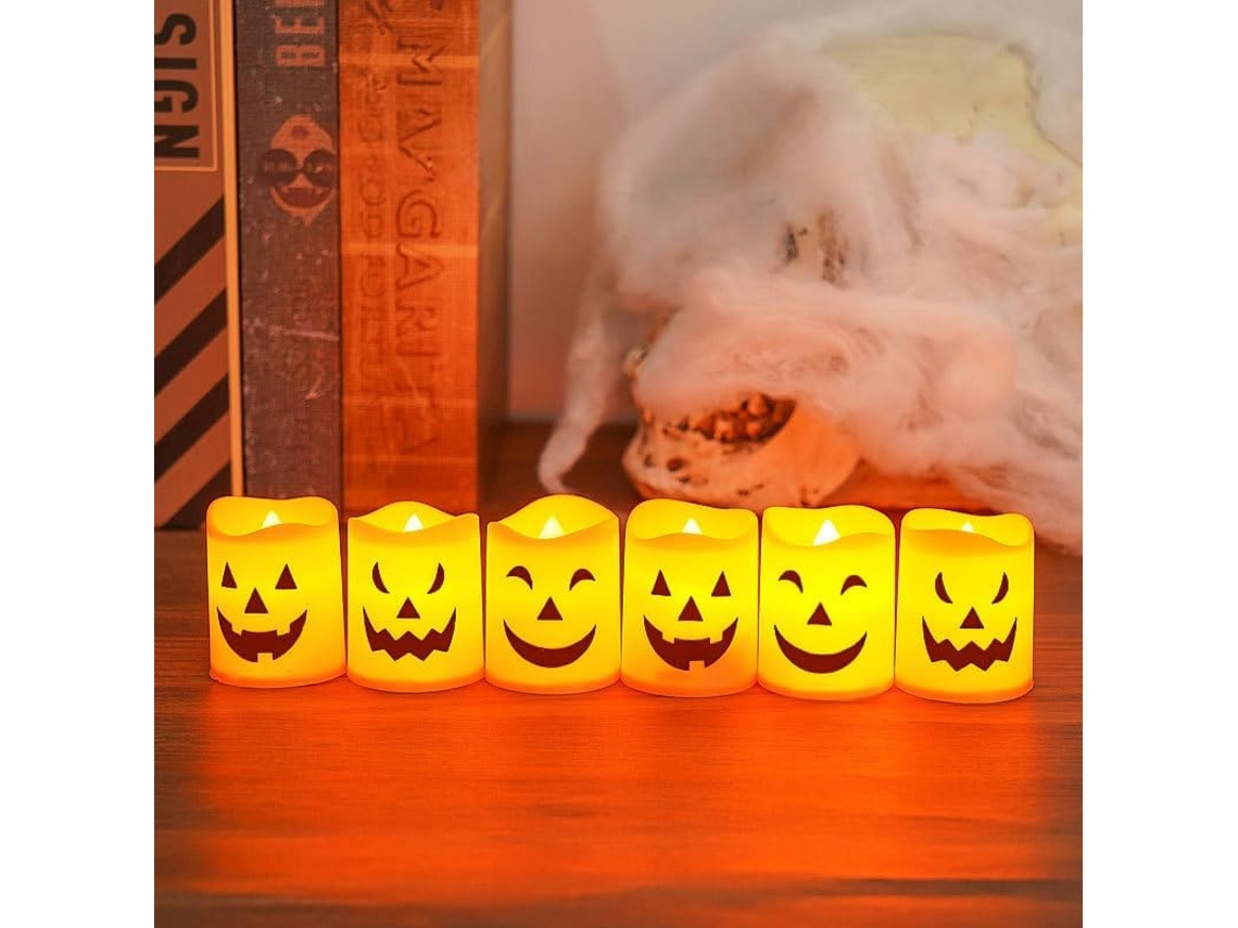 velas LED naranjas con forma de calabaza para decoración de Halloween, para fiestas ZYBLSSBB