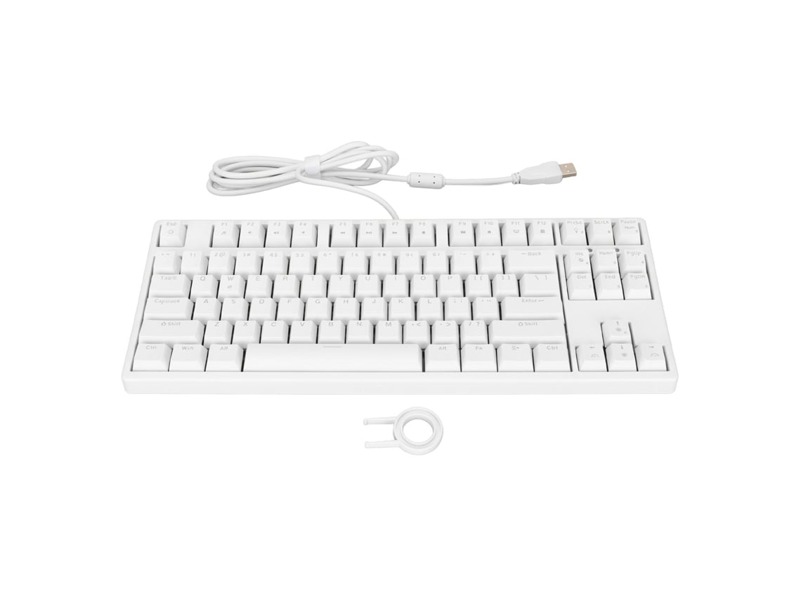 Teclado Mecánico De 87 Teclas, Interruptores Rojos, Ergonómico, Respuesta Rápida, Con Cable Para Pc Y Portátil, Blanco.