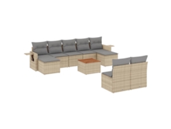Maison Exclusive - Juego De Sofás Jardín Con Cojines Beige 10 Pzas Ratán Sintético
