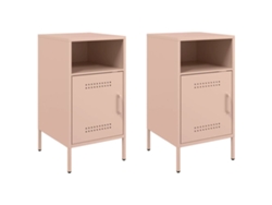 Maison Exclusive - Mesitas De Noche 2 Unidades Acero Rosa 36x39x68 Cm