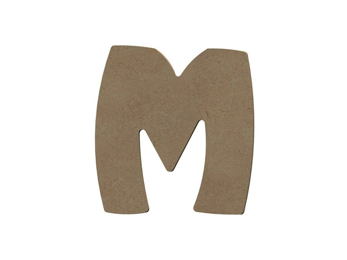 Letra M mayúscula de madera MDF para decoración - 8 cm