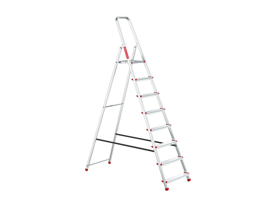 Escalera Doméstica De Aluminio Con 8 Peldaños, Plegable, Capacidad De 125 Kg, Baulich