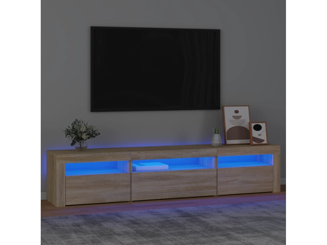 Mueble de TV con luces LED, 195 x 35 x 40 cm, roble Sonoma, DKD HOME DECOR