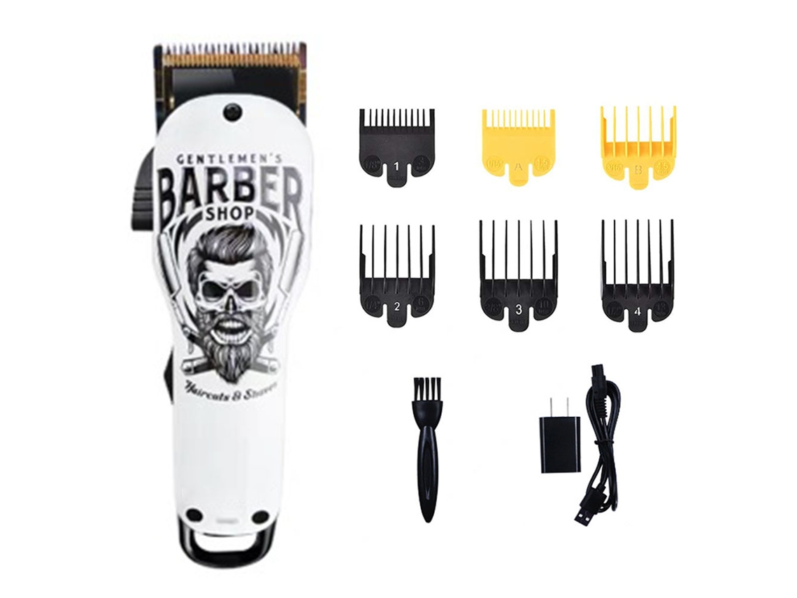 Cortapelos profesional actualizado, kit de corte de pelo inalámbrico, recargable on 6 peines guía-berber blanco JEDBESETZT