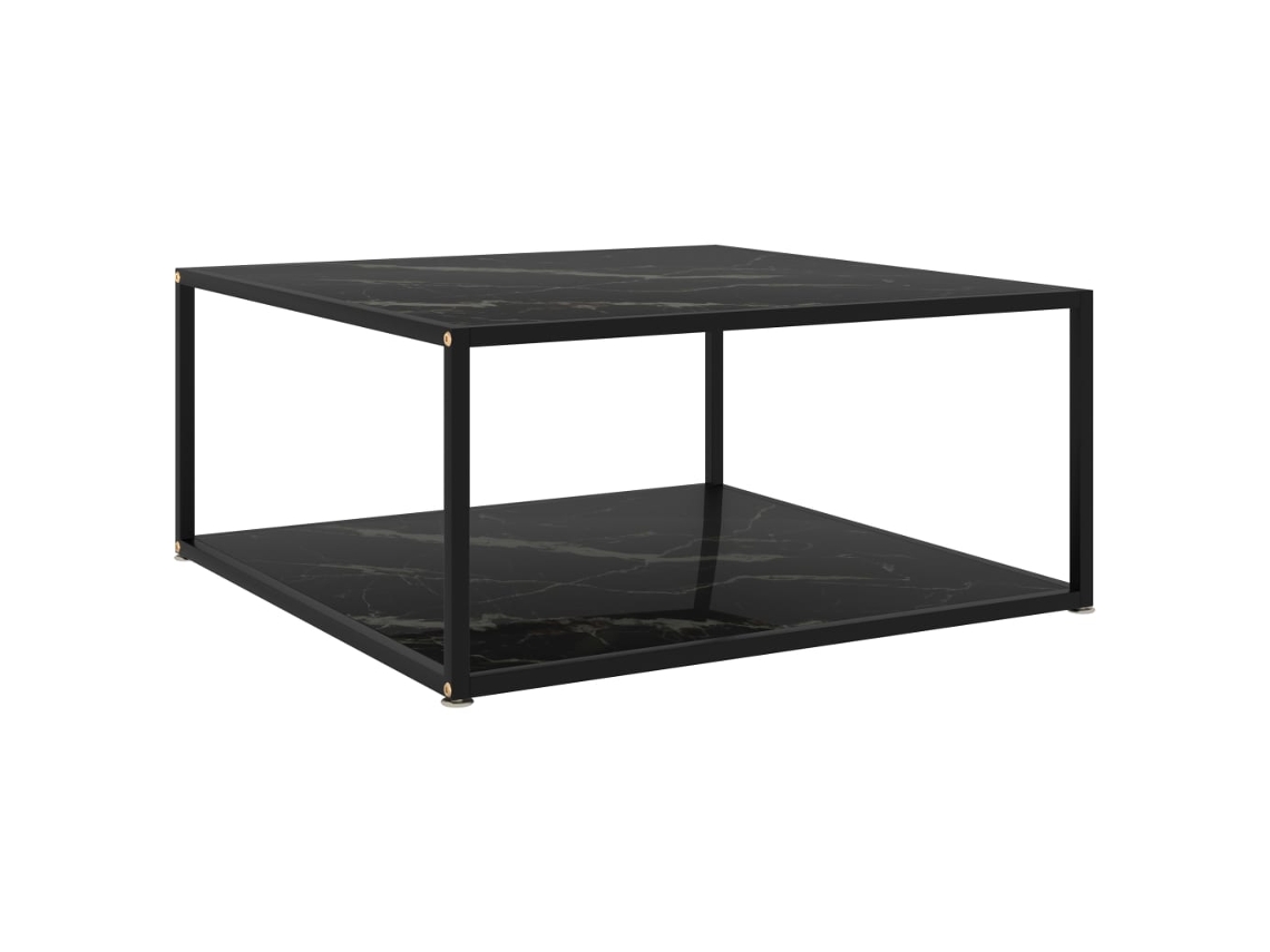 Mesa de Centro de Apoyo 80X80X35 Cm Vidrio Templado Negro
