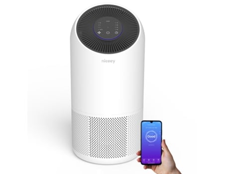Purificador de Aire Con Filtro Hepa 13 NICEEY Cadr 300 M³/H Compatible Alexa Y App para Alergias Blanco