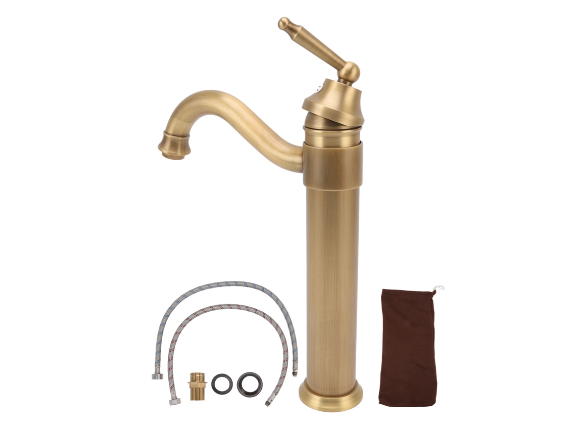 Grifo de cocina retro de cobre con una sola manija para agua fría y caliente