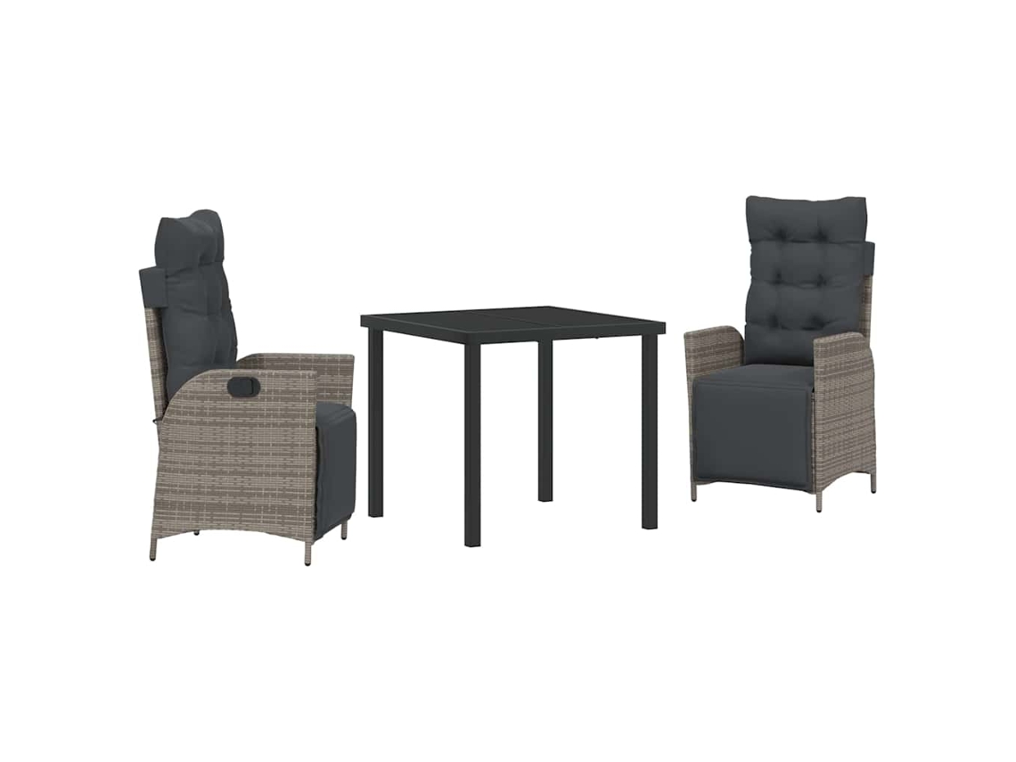 Maison Exclusive - Conjunto De Comedor De Jardín 3 Pcs Gris Ratán Sintético