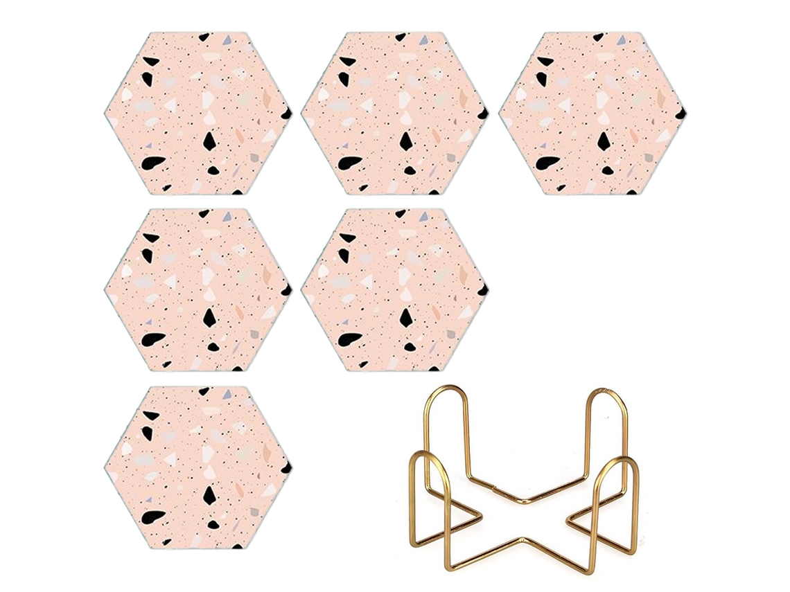 Posavasos de cerámica absorbente en forma hexagonal, modernos TRUYUETY