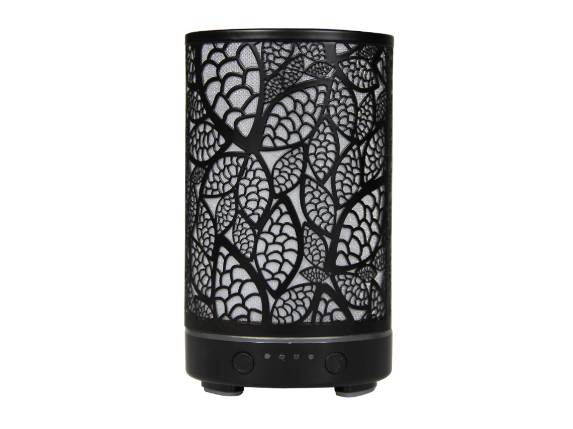 Difusor De Aroma Ultrasónico (veta De Madera Oscura) Con Luz Led Y Aspas De Hierro Huecas, Humidificador De Escritorio.
