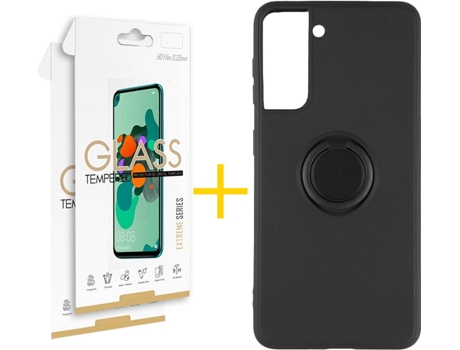 Carcasa + 2 Protectores de Pantalla para Samsung Galaxy S22 Plus 5G SKYHE Negro