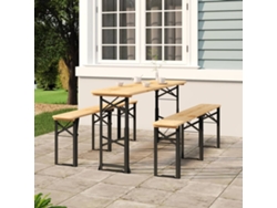 Mesa de cerveza plegable de madera maciza de abeto de 170 x 50 x 75/105 cm. Lovely Home