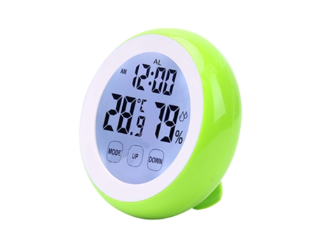 Reloj despertador con pantalla táctil, reloj de asiento redondo, reloj higrómetro electrónico