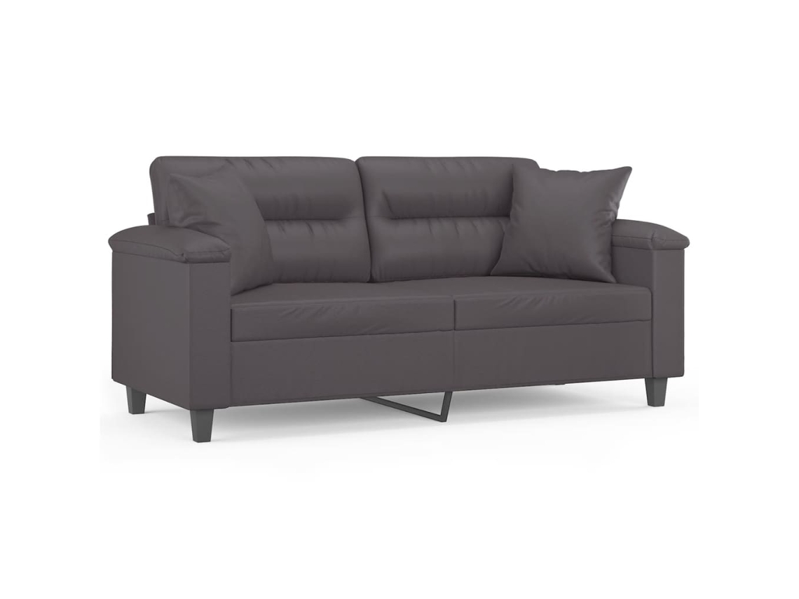 Maison Exclusive - Sofá De 2 Plazas Con Cojines Cuero Sintético Gris 140 Cm