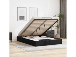 Estructura De Cama Otomana Sin Colchón Negro 140x200 Cm