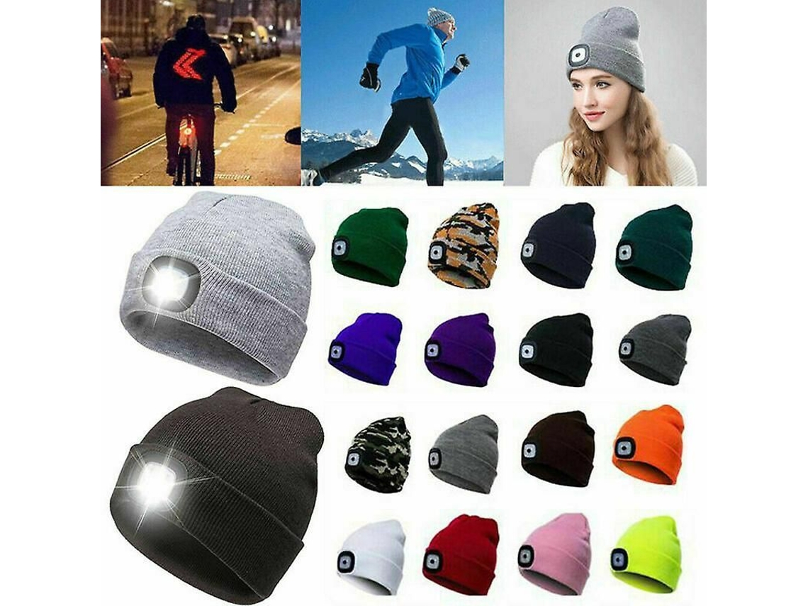 2026-gorro Unisex Con Led De Lana Acrílica Para Actividades Al Aire Libre Con 4 Luces Blancas Y Lining Absorbente De Humedad