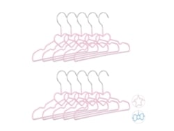Conjunto De 10 Cabides Infantis Relaxdays, Coração, Arame, Decorativo E Economizador De Espaço, Pvc, Metal, 30 Cm, Rosa