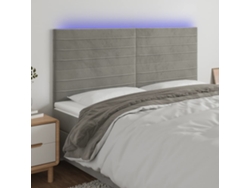 Cabecero Con Luces Led Terciopelo Gris Claro 160x5x118/128 Cm