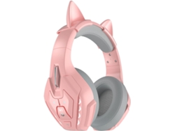 Auriculares para juegos con micrófono estéreo desmontable, inalámbricos Bluetooth 5.3 para portátiles, teléfonos y tabletas, color rosa