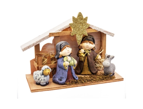Conjunto de Adornos de Navidad BIGBUY CHRISTMAS Adorno Navideño Nacimiento Belén Multicolor - 4un (27.5x12X20cm)