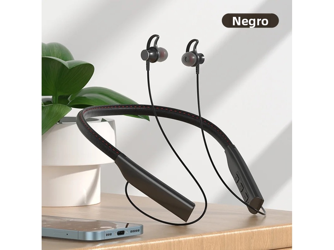 Auriculares Inalámbricos Bluetooth (negros) Con Micrófono Y Banda Magnética Para El Cuello