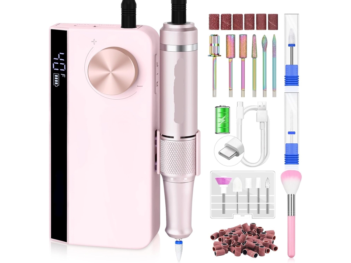 Taladro De Uñas Eléctrico Profesional, Recargable, 40000 Rpm, Lima Portátil Inalámbrica.