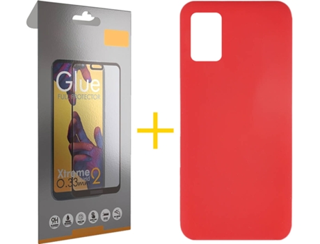 Funda y Protector de Vidrio Full 1x Samsung Galaxy A31 SKYHE Silicona Líquida Rojo