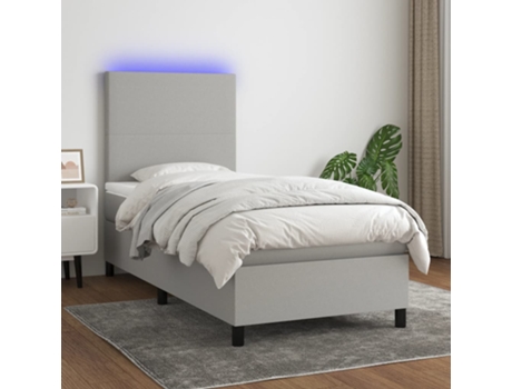 VIDAXL Colchón con somier/LED (gris - Tela - 90 x 200 cm)
