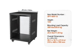 Montaje en rack AV, altura 12u, capacidad de carga de 500 lb, dimensiones compactas, 500 lb Lc OEM