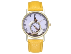 Reloj De Muñeca Analógico De Acero Inoxidable Zhoulianfa Para Hombre Y Mujer Amarillo