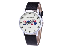 Reloj De Pulsera Unisex Para Parejas Con Esfera De Números Arábigos Y Correa De Pu Negra.