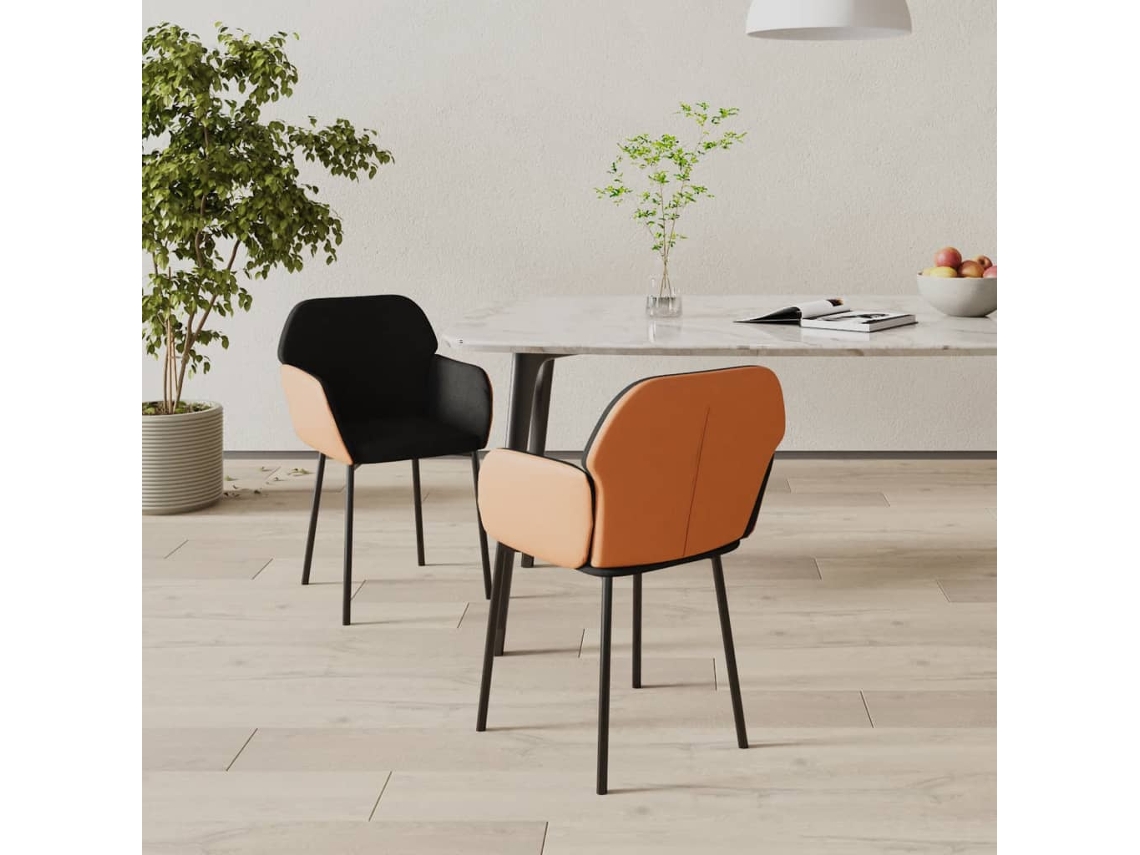 Sillas de comedor 2 piezas Tela/Cuero sintético Negro Lovely Home